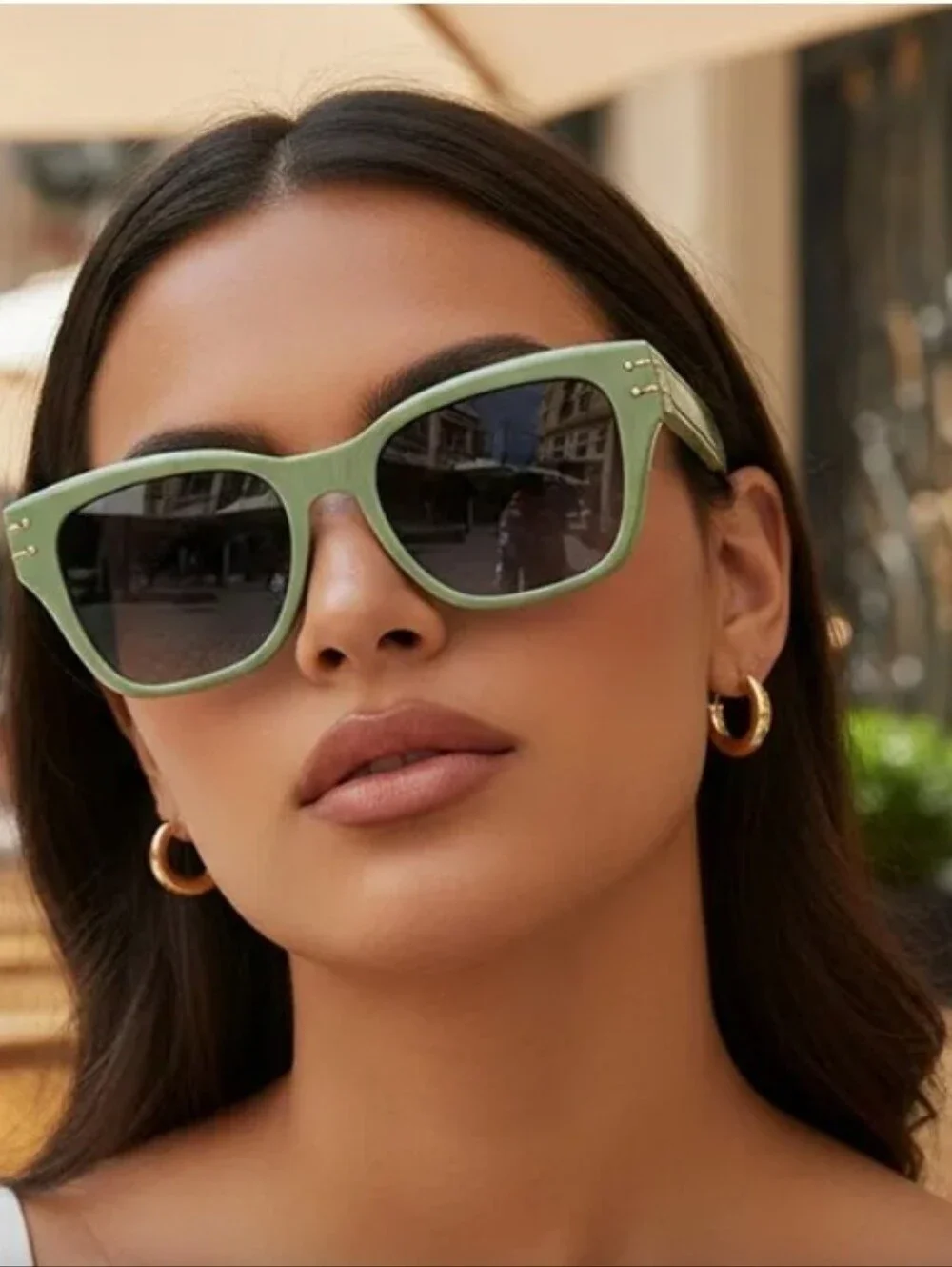 Jessica Simpson Retro w Metal Trim Sunglasses Tortoise/Sage Green  J6372-SG Cat